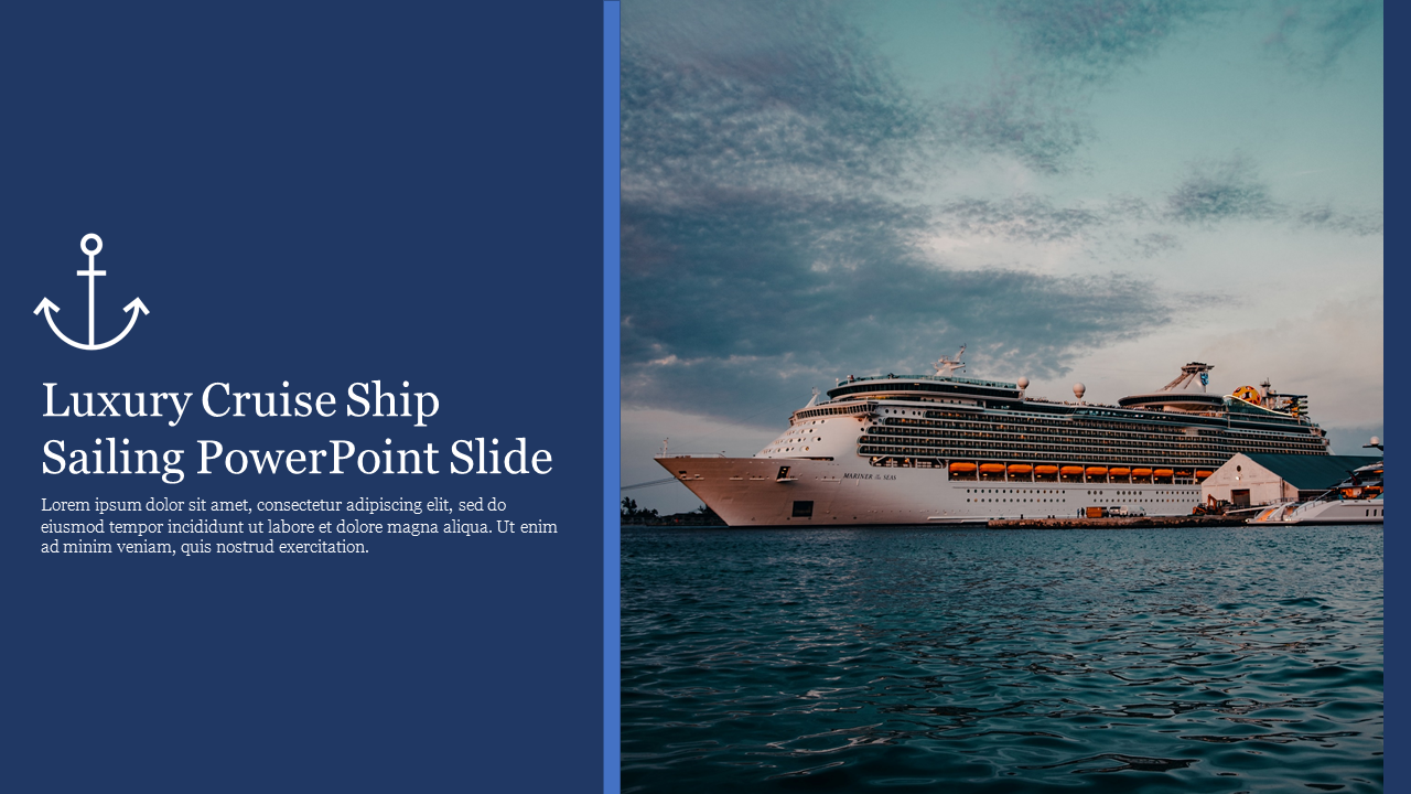 Luxury Cruise Ship Sailing PowerPoint Slide